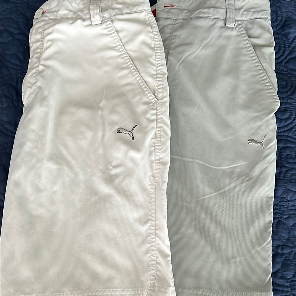 2 Pair Puma White and Gray Golf Shorts - Size 30